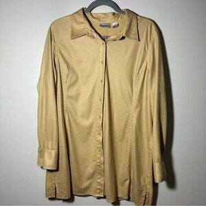 Chico’s Pebbled Luxe Alianna Long Sleeve Button Down Blouse Sz XL Office Career